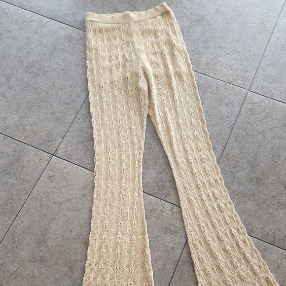Free People Gold Metalic Knit Pants - Picture 1 of 11